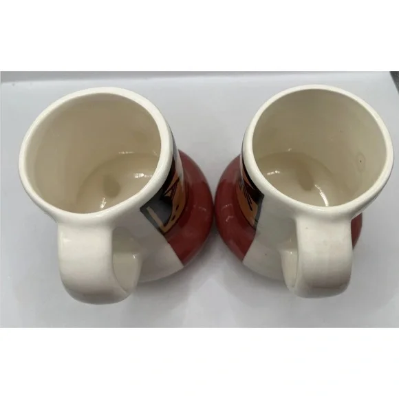 VINTAGE Ute Mountain Pottery Coffee Mugs Set of 2 Tribal Artist Signed 16oz OOAK - Picture 4 of 6